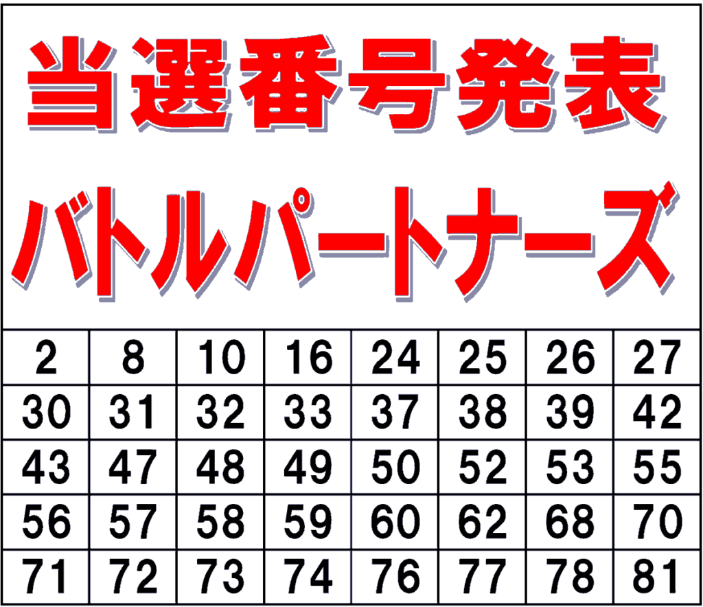 ヤマダデンキ店頭「バトルパートナーズ」抽選結果