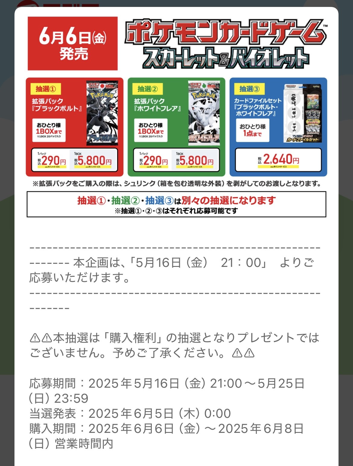 コジマ ブラックボルトホワイトフレア抽選