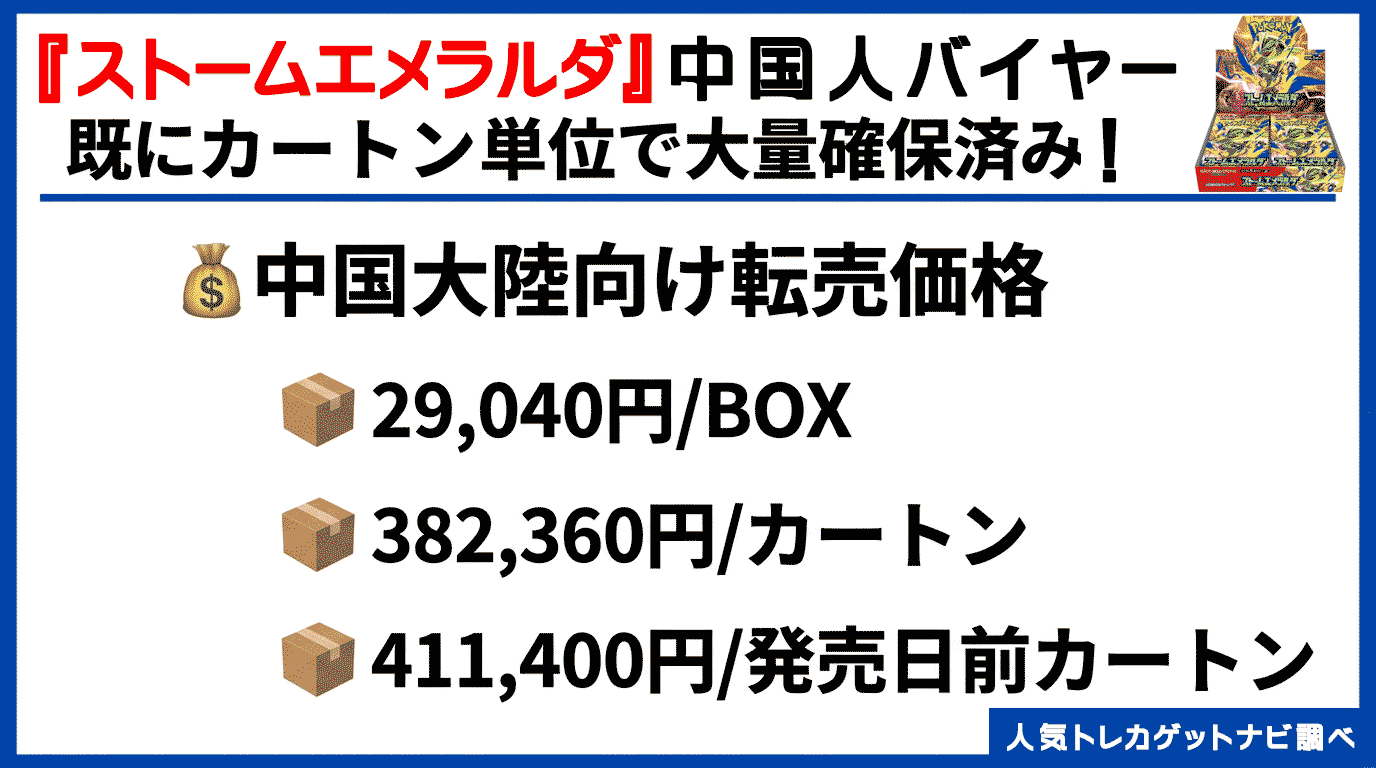 ストームエメラルダ中国人バイヤーへ流出