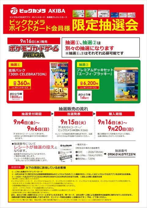 ビックカメラ「30thCELEBRATION」商品の販売