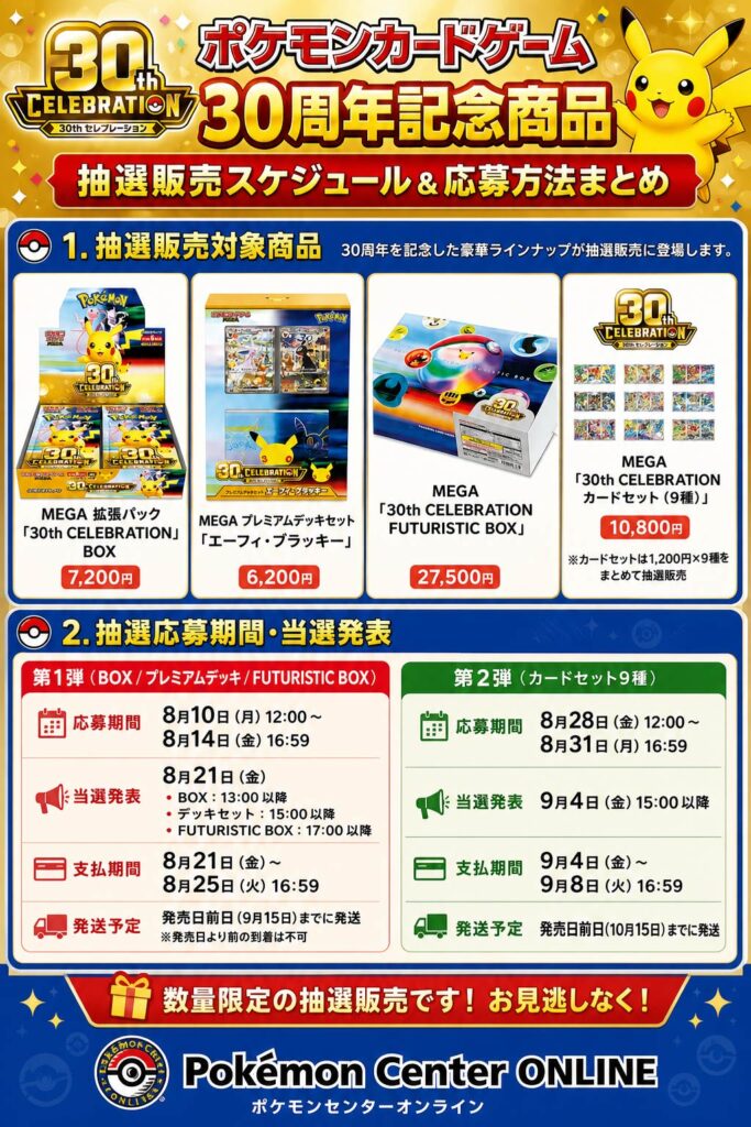 ポケモンセンターオンライン30thCELEBRATION抽選概要