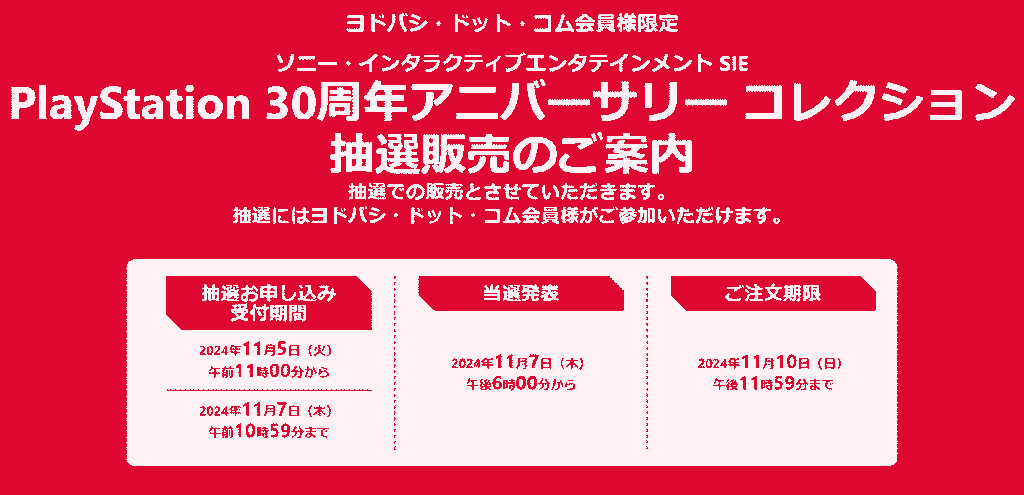 ヨドバシカメラPS5 30thリミテッドエディション抽選