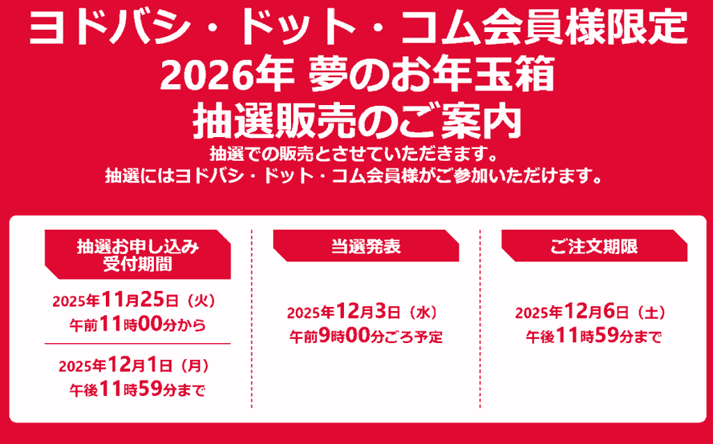 ヨドバシ2026年福袋抽選スケジュール